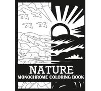 Nature Monochrome Coloring Book: Bold, Single Color Nature Coloring Book for Adults