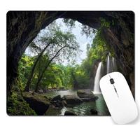 Nature Mountain Cave Trees Tree Landscape Raintrees Green Tappetino per Mouse Lavabile Mousemat Soffice Tappetini Mouse per Laptop Ufficio Lavoro 25X30Cm