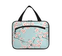 Nature Peach Cherry Blossom Teal appeso dimensioni articoli da toeletta per gli uomini con gancio, designer compatto kit da barba borsa per gli uomini per crociera viaggio campeggio organizador de