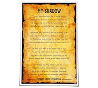 Nature Poetry Poster My Shadow Poem Literary Wall-Art Print for Bedroom Decor Reading Corner Study Room(Framed,12x18inch(30x45cm))