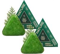Nature Shampoo solido triangolare,Erba naturale di foglie di cipresso per capelli secchi, Shampoo solido idratante, Balsamo solido, Lenisce e rinforza i capelli per donne e uomini (2pcs)