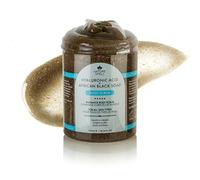 Nature Spell Scrub corpo africano nero e acido ialuronico, 300 ml, esfolia e disintossica, rimuove le cellule morte della pelle, infuso con carbone, 100% vegano, prodotto nel Regno Unito, grigio