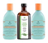 Nature Spell Trio Crescita dei Capelli, Olio di Rosmarino già Diluito per Capelli e Cuoio Capelluto, Shampoo e Balsamo, Senza Solfati, Protegge il Colore, per Tutti i Tipi di Capelli, Vegano