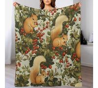 Nature Squirrel Fruit Animal Branches Green Coperta Plaid Leggera Blanket Calda Coperta Flanella Per Viaggi Matrimoniale Invernale S