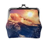Nature Sun Snowy Hills and Trees Print Kiss Lock Portafoglio in pelle portamonete da donna tasca per soldi telaio in ferro compatto portafoglio portatile