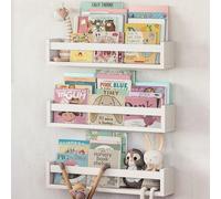 NATURE SUPPLIES Set 3 Mensole da Parete in Legno Massello Bianco - Camera Bambini - Ideali per Libri e Giocattoli