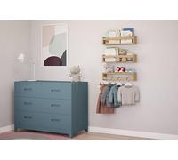 NATURE SUPPLIES Set 3 Mensole da Parete in Legno Massello - Camera Bambini - Ideali per Libri e Giocattoli