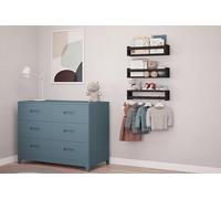 NATURE SUPPLIES Set 3 Mensole da Parete in Legno Massello - Camera Bambini - Ideali per Libri e Giocattoli (3 Pack, Black)