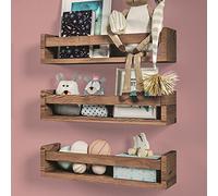 NATURE SUPPLIES Set 3 Mensole da Parete in Legno Massello Marrone - Camera Bambini - Ideali per Libri e Giocattoli