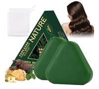 Nature Triangle Bar Shampoo Vegetale Solido Sapone Verde Naturale con Rete a Bolla Pulizia Delicata e Nutriente Rafforza i Capelli Lisci per Donne e Uomini (1 pezzo)
