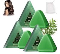 Nature Triangle Shampoo Bar, 120G Shampoo solido a base vegetale naturale, natura a sette sapone verde, delicato su capelli e cuoio capelluto, per tutti i tipi di capelli (3PC)