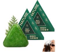 Nature Triangle Shampoo Bar, Nature Seven Green Soap Shampoo, shampoo solido naturale a base di erbe, cura detergente e nutriente delicato per capelli dall'aspetto sano (2 pezzi)