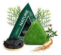Nature Triangle Shampoo Bar, Nature Seven Green Soap Shampoo, Usman Grass Herbal Bar, Calming & Strengthens Hair, Control Oil and Remove Dandruff, for All Hair Types (1PCS)