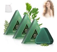 Nature Triangle Shampoo Bar, Usman Grass Shampoo Bar, Shampoo solido a base vegetale naturale, Schiuma ricca, Adatto ai viaggi per tutti i tipi di capelli, Delicato su capelli e cuoio capelluto (3PC)