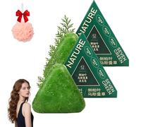 Nature Triangle Shampoo Solido, Nature Seven Green Sapone Shampoo Solido, Usman Grass Acqua Di Riso Appiccicosa Sapone Solido, Naturale Vegetale, Calma E Rinforza I Capelli Per Donna E Uomo (2PCS)