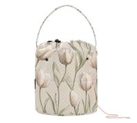 Nature Tulipa Flower Beige Crochet Bag Knitting Bag Knitting Bag Storage con fori per lavori a maglia ago lavoro a maglia progetto