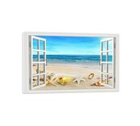Nature Wall Art - Stampa su tela con conchiglie da spiaggia, decorazione murale per soggiorno, 50 x 75 cm, decorazione per la casa costiera