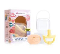 NatureBond Succhietto per neonati Succhietto in silicone Binky succhietto per neonati 2 in 1 | Ultra leggero senza BPA | Copertura igienica gratuita | (6 Mesi +, Giallo e pesca)
