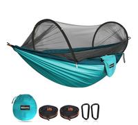 NATUREFUN Amaca da Campeggio da Viaggio| capacità di Carico 300kg,(275 x 140 cm) Traspirante Nylon da Paracadute| 2 x Moschettoni Premium,2 x Corde in Nylon Incluse |per Esterno Interno Giardino