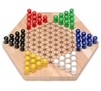 Natureich Gioco Halma in legno con personaggi giocattoli/Montessori per sviluppare la logica e l'apprendimento di procedure e forme, grande natura, anziani e bambini dai 5 anni in su, colorato XXL