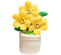 NatureMan 11.8 Piante grasse in peluche, con vaso di fiori e sole, simpatica faccia sorridente, peluche per decorazione della stanza/regali di compleanno (giallo)