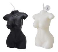 NatureMan 2 candele a forma di corpo femminile, candele di soia profumate per il corpo, decorazione per la casa, camera da letto, bagno, San Valentino (bianco, nero)