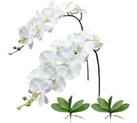 NatureMan 2 pezzi Artificiali Orchid Stems Real Touch Simulazione Phalaenopsis Rami 9 Grandi Fioriture 42 Pollici Alto per la Decorazione Della Festa di Nozze Della Casa (bianco)