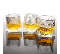 NatureMan Bicchieri da whisky in cristallo, 5 OZ Set di 3 bicchieri a rotazione in stile vintage, per bere bourbon, scotch, cocktail, cognac, tequila, bicchieri da bar trasparenti