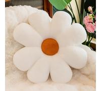 NatureMan Cuscino a forma di fiore, simpatico cuscino da pavimento, 50 cm, a forma di fiore, cuscino per divano, letto, sedia (bianco)