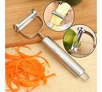 NatureMan Pelapatate Julienne, pelapatate in acciaio inox, lama bifacciale per julienne e affettatrice per frutta, pelapatate multifunzione a doppia lama