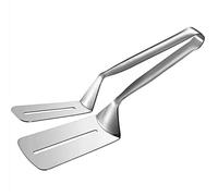 NatureMan Pinza da cucina, 25,4 cm, in acciaio inox, spatola a doppio lato, multifunzione per alimenti, pinza per bistecche, pane, hamburger, barbecue, carne, pizza, pane, pesce