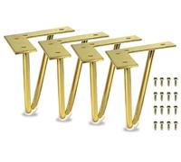 NatureMan Set di 4 gambe per mobili in metallo con viti per armadio, tavolo, divano, mobile TV, cassettiera (15,2 cm, dorata)