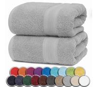 NatureMark Asciugamani da bagno/doccia di alta qualità, in 100% cotone, morbidi, durevoli, con passante per appendere, confezione da 2, 100 x 150 cm, grigio argento