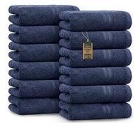NatureMark Asciugamani ospiti - Confezione da 12 (30 x 50 cm), 100% cotone, certificato Oeko-Tex, morbidi, assorbenti e facili da pulire, per bagno, ospiti e spa, blu navy