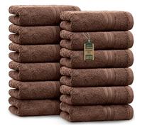 NatureMark Asciugamani per ospiti - Confezione da 12 (30x50 cm), 100% cotone, certificazione Oeko-Tex, morbidi, assorbenti e facili da curare - Per bagno, ospiti e spa - Colore Marrone Cioccolato