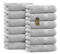 NatureMark Asciugamani per ospiti - Confezione da 12 (30x50 cm), 100% cotone, certificazione Oeko-Tex, morbidi, assorbenti e facili da curare - Per bagno, ospiti e spa - Colore Argento