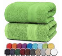 NatureMark ASCIUGAMANI PREMIUM/ASCIUGAMANI DA BAGNO in 100% cotone, morbidi, resistenti, con asola per appendere - set da 2, 100x150 cm, Colore Verde Mela
