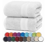 NatureMark ASCIUGAMANI PREMIUM/ASCIUGAMANI DA BAGNO in 100% cotone, morbidi, resistenti, con asola per appendere - set da 2, 100x150 cm, Colore Bianco