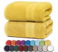 NatureMark ASCIUGAMANI PREMIUM/ASCIUGAMANI DA BAGNO in 100% cotone, morbidi, resistenti, con asola per appendere - set da 2, 100x150 cm, Colore Giallo