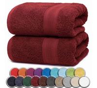 NatureMark ASCIUGAMANI PREMIUM/ASCIUGAMANI DA BAGNO in 100% cotone, morbidi, resistenti, con asola per appendere - set da 2, 100x150 cm, Colore Bordeaux