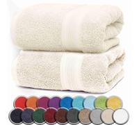NatureMark ASCIUGAMANI PREMIUM/ASCIUGAMANI DA BAGNO in 100% cotone, morbidi, resistenti, con asola per appendere - set da 2, 100x150 cm, Colore Bianco Naturale