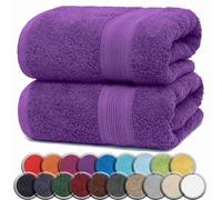 NatureMark ASCIUGAMANI PREMIUM/ASCIUGAMANI DA BAGNO in 100% cotone, morbidi, resistenti, con asola per appendere - set da 2, 100x150 cm, Colore Lilla