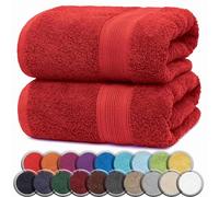 NatureMark ASCIUGAMANI PREMIUM/ASCIUGAMANI DA BAGNO in 100% cotone, morbidi, resistenti, con asola per appendere - set da 2, 100x150 cm, Colore Rosso