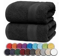 NatureMark ASCIUGAMANI PREMIUM/ASCIUGAMANI DA BAGNO in 100% cotone, morbidi, resistenti, con asola per appendere - set da 2, 100x150 cm, Colore Nero