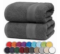NatureMark ASCIUGAMANI PREMIUM/ASCIUGAMANI DA BAGNO in 100% cotone, morbidi, resistenti, con asola per appendere - set da 2, 100x150 cm, Colore Antracite
