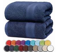 NatureMark ASCIUGAMANI PREMIUM/ASCIUGAMANI DA BAGNO in 100% cotone, morbidi, resistenti, con asola per appendere - set da 2, 100x150 cm, Colore Blu Navy