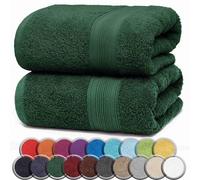 NatureMark ASCIUGAMANI PREMIUM/ASCIUGAMANI DA BAGNO in 100% cotone, morbidi, resistenti, con asola per appendere - set da 2, 100x150 cm, Colore Verde Scuro