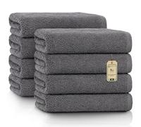 NatureMark Confezione da 8 asciugamani in spugna, da 50 x 100 cm, in 100% cotone, di colore Grigio antracite