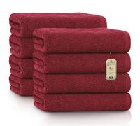NatureMark Confezione da 8 asciugamani in spugna, da 50 x 100 cm, in 100% cotone, di colore Bordeaux rosso