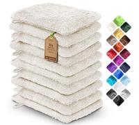 NatureMark Confezione da 10 Guanti da Bagno in Spugna 100% Cotone - Morbidi e Resistenti, Ideali per la Cura Quotidiana e gli Ospiti - Naturale/Crema, 15x21 cm